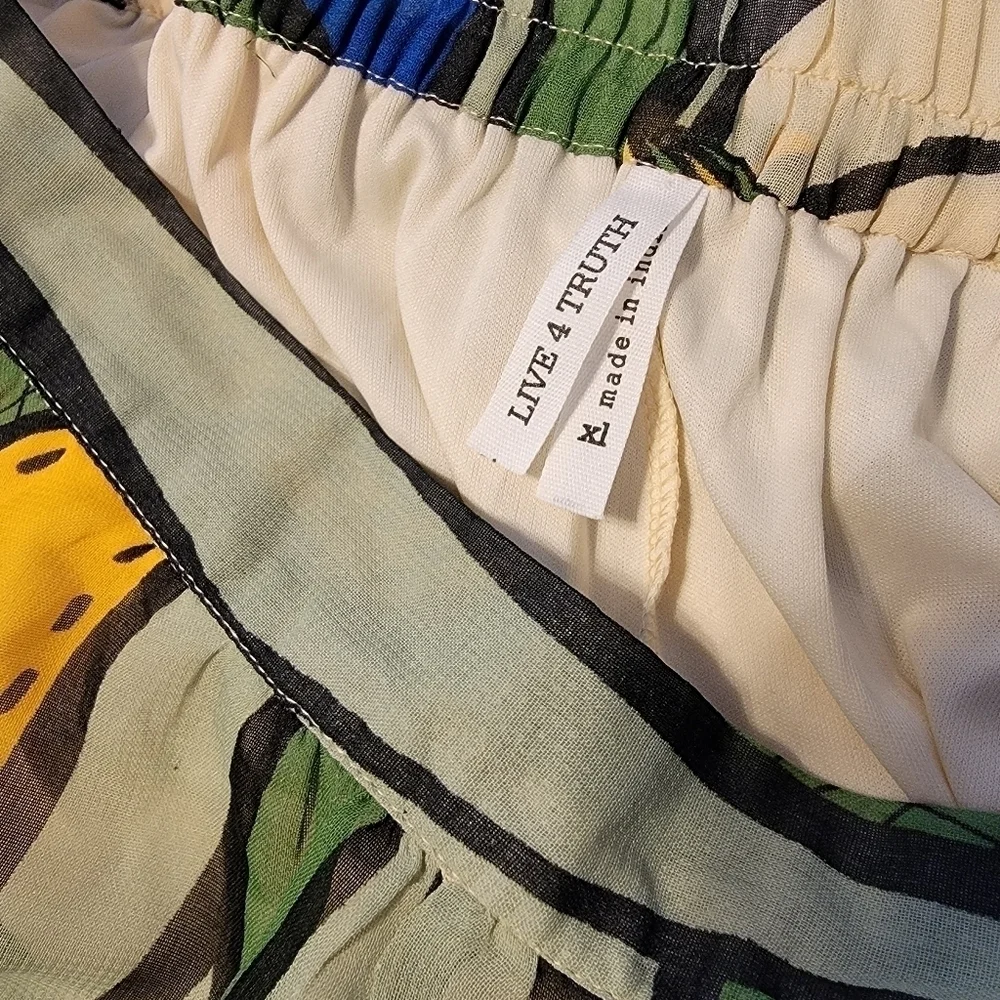 Live 4 Truth Bright Abstract Skirt Size XL Geen leaf yellow T31 - Picture 8 of 8
